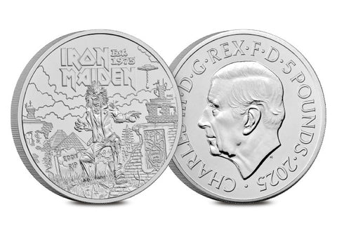 UK 2025 Iron Maiden 50th Anniversary BU £5 coin