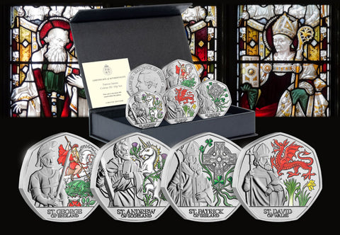Patron Saints of the UK Colour BU 50p Set