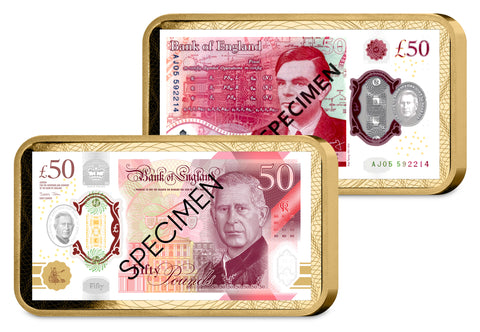 The King Charles III £50 Banknote Ingot Pair