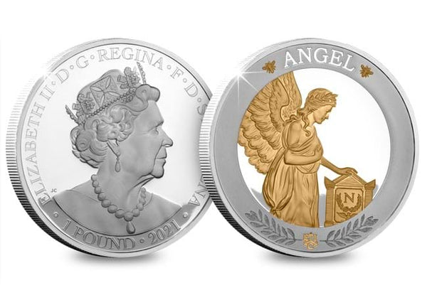 East India Company 2021 Napoleon Lucky Angel 1oz Silver Proof Gold-pla