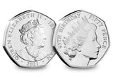 Queen Elizabeth II 1950s and 2000s BU 50p Pair