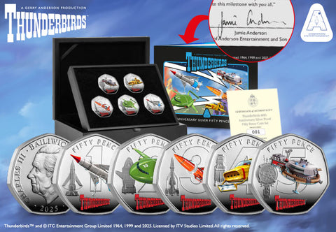 The Thunderbirds Silver Proof 50p Set - Signed Edition