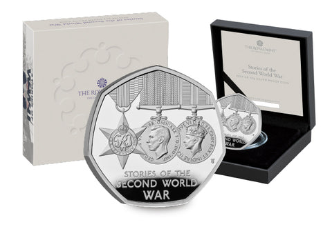 The UK 2025 Stories of the Second World War Silver Proof 50p Coin