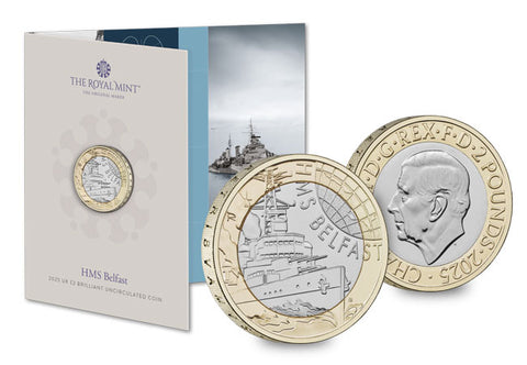 The UK 2025 HMS Belfast Official £2 Coin