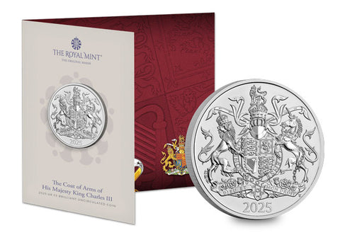 UK 2025 Royal Arms of Charles III BU £5 Coin