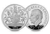 UK 2025 Royal Arms of King Charles III Silver Proof £5 Coin