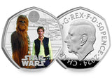 UK Star Wars Han Solo & Chewbacca Silver 50p