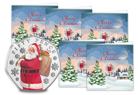 Father Christmas Colour BU 50p Card Bundle x5