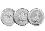 The 2024 Flagship Silver Coins of Australia, Canada, and the UK Three Coin Set