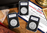 The 2024 Flagship Silver Coins of Australia, Canada, and the UK Three Coin Set