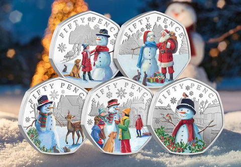 Christmas Snowmen Silver Proof 50p Set