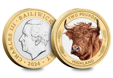 The Highland Cow BU Colour £2 Coin