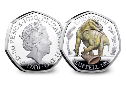 UK 2020 Iguanodon Coloured Silver Proof 50p
