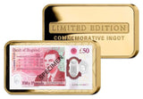 Queen Elizabeth II First and Last Banknote Ingot Pair