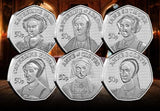 The Six Wives of Henry VIII Sterling Silver Proof 50p Coin Collection