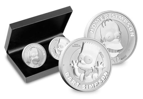 Homer and Bart Simpson Silver 1oz Pair