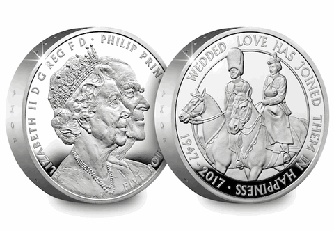 UK 2017 Platinum Wedding Silver Piedfort £5