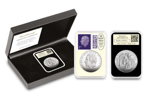 Winston Churchill 150th Birthday Silver £5 DateStamp Issue