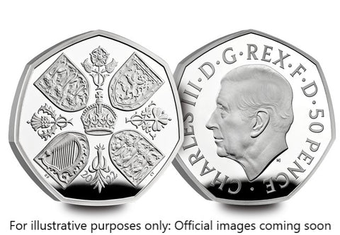 UK Silver Piedfort 50p: First Official Portrait of King Charles III
