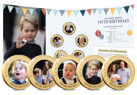 HRH Prince George's 5th Birthday Gold-plated Five Coin Set - The Westminster Collection International