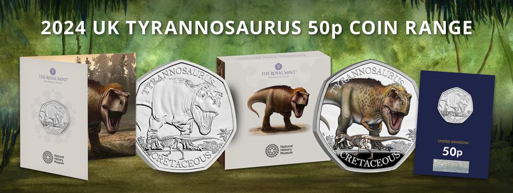 2024 UK Tyrannosaurus 50p Coin Range